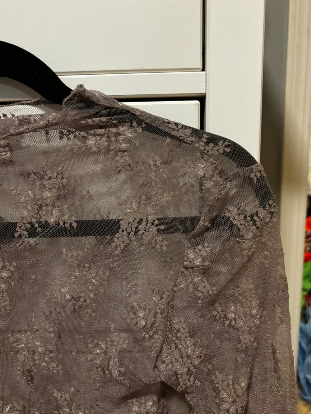 Sheer mock neck layering top